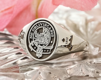 Scottish Clan Signet Ring, All Clans Sterling Silver, handgemaakt, Laser gegraveerd, Familie Sieraden Cadeau voor mannen en dames