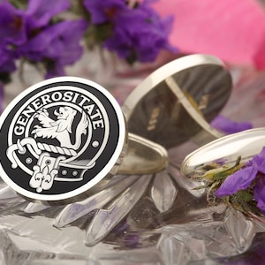 Nicolson Scottish Clan Engraved Cufflinks | Sterling Silver | Personalised Wedding Gift for Men | Family Crest | Custom Made in the UK