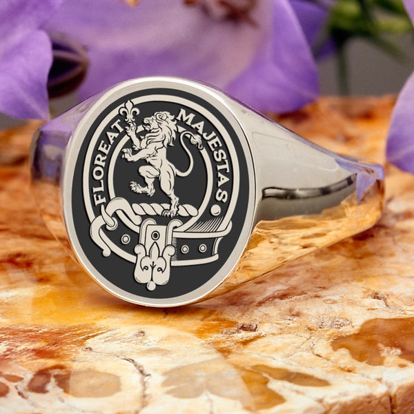 Broun Brown Scottish Clan Crest Signet Ring, Silver or Gold, Handmade and Laser Engraved in the England - Made to Order