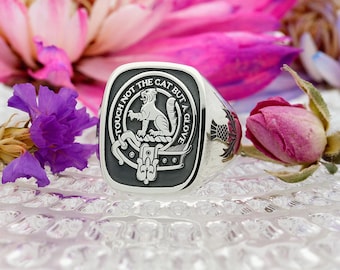 MacPherson Scottish Clan Signet Ring, Silver Handmade and Laser Engraved in  the England Made to Order