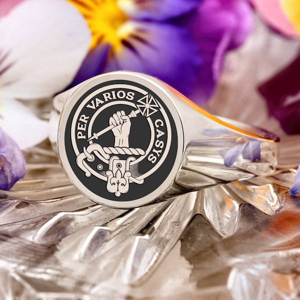 Lammie Scottish Clan Crest Signet Ring, Silver or 9ct Gold Handmade and Laser Engraved in the England - Made to Order