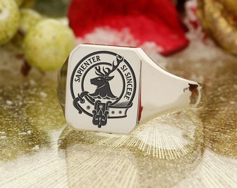 Davidson Scottish Clan Signet Ring, All Ring Sizes Silver Handmade and Laser Engraved in the England - Made to Order