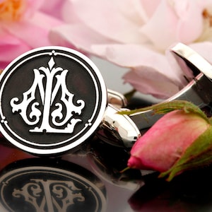Silver Engraved Monogram Cufflinks | Personalised | Gift for Him | Husband Son Dad Jewellery Gift | Custom Cufflinks | Wedding Anniversary