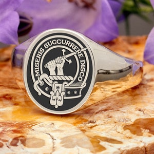 MacMillan Scottish Clan Engraved Signet Ring | Sterling Silver | Family Crest | Coat of Arms | Perfect Personalised Gift for Him and Her