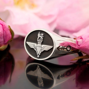 PARAS Parachute Regiment Army Military Regimental Signet Ring | Sterling Silver, handmade in the UK, engraved to order