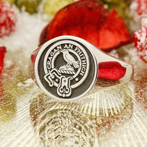 MacDonnell of Glengarry Scottish Clan Ring | Family Crest Ring | Coat of Arms Ring | Personalised Sterling Silver | Handmade in the UK