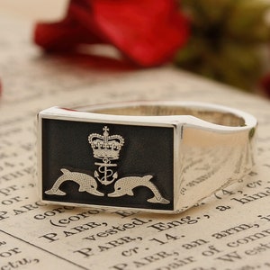 The Royal Navy Submariner Military Silver Signet Ring, Laser Engraved and Handmade in the UK, Made to Order, Worldwide Shipping