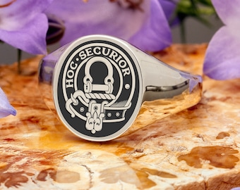 Grierson Scottish Clan Engraved Signet Ring Sterling Silver Family  Crest Coat of Arms Perfect Personalised Gift for Him and Her