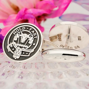 MacLeod of Harris Scottish Clan Engraved Cufflinks | Sterling Silver | Personalised Wedding Gift for Men | Family Crest | Custom Made in UK