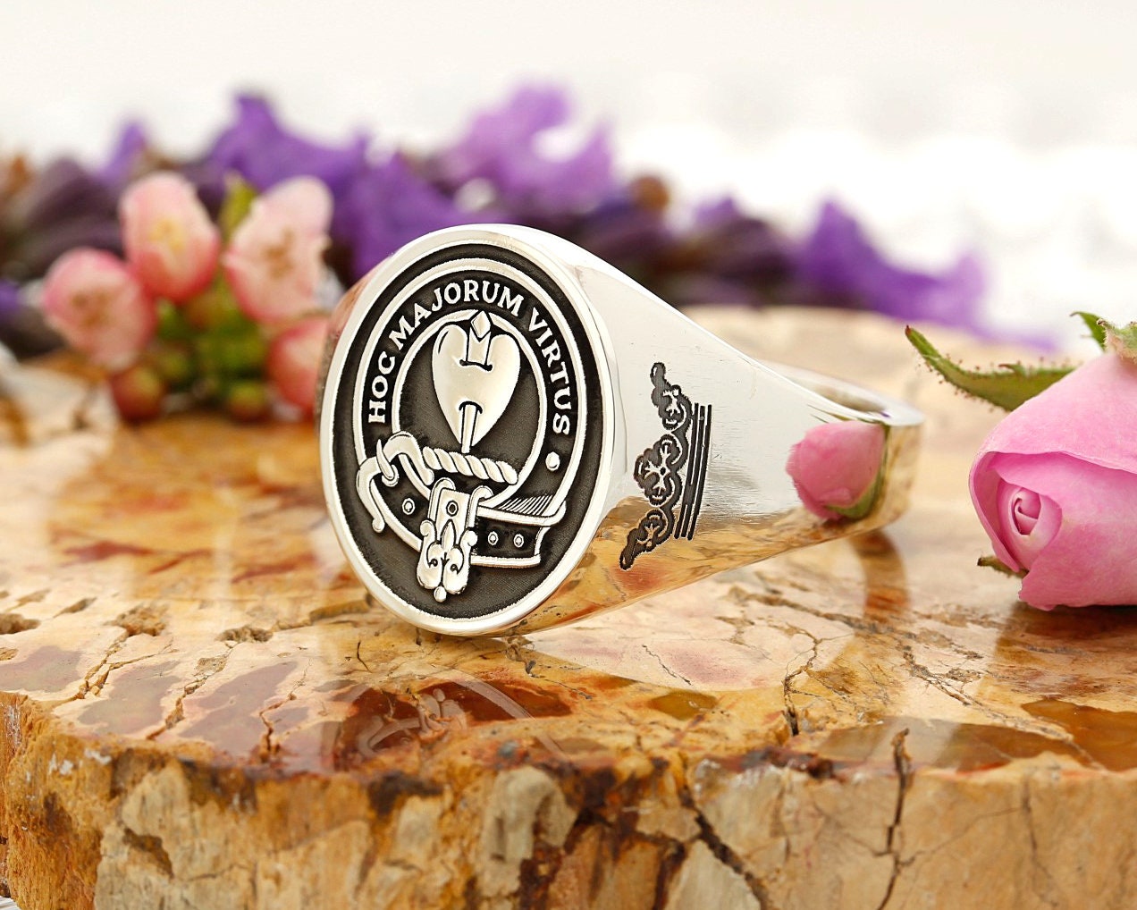 Logan Scottish Clan Engraved Signet Ring | Sterling Silver
