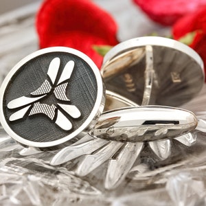 Custom Cufflinks Your Own Design Engraved Cufflinks | Sterling Silver | Personalised Message | Handmade UK | Men&#39;s Gift | Personalised Gift