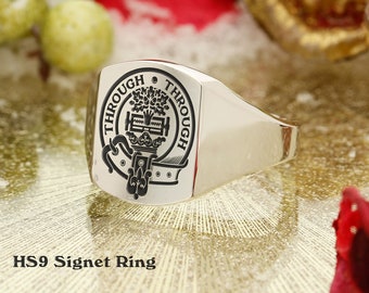 Hamilton Scottish Clan Signet Ring, All Ring Sizes - Silver Handmade and Laser Engraved in the England - Made to Order