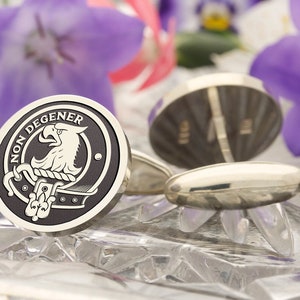 Wedderburn Scottish Clan Engraved Cufflinks | Sterling Silver | Personalised Wedding Gift for Men | Family Crest | Custom Made in the UK