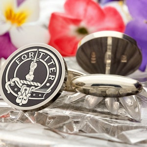 Allison Scottish Clan Engraved Cufflinks | Sterling Silver | Personalised Wedding Gift for Men | Family Crest | Custom Made in the UK