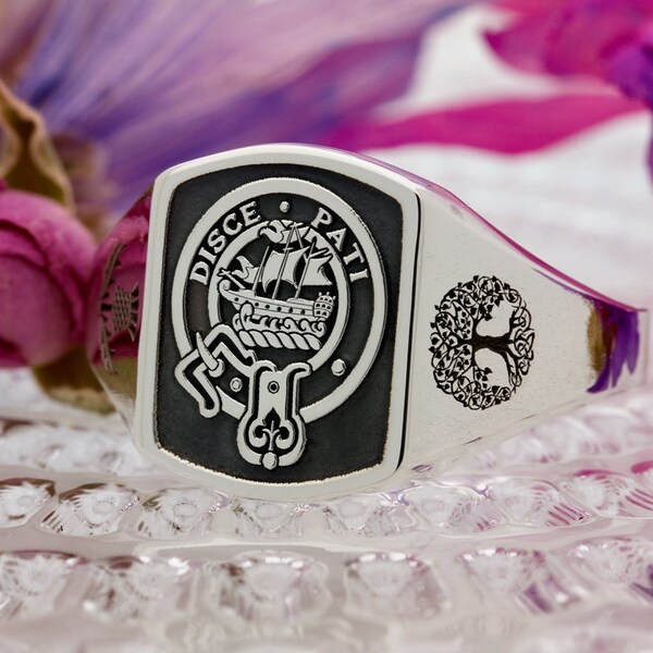 Duncan Scottish Clan Crest Signet Ring, Silver or 9ct Gold Handmade and Laser Engraved in the England - Made to Order
