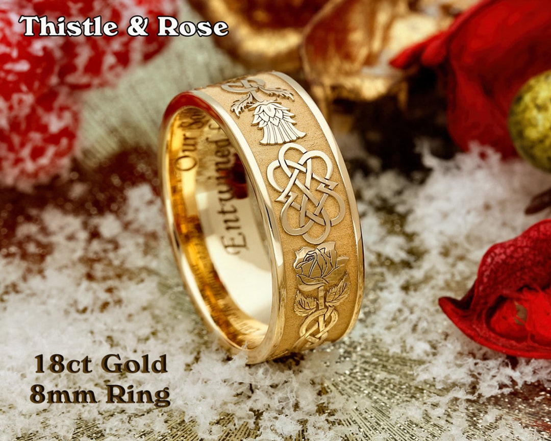 Thistle and Rose Ring Silver or 9ct Gold His and Hers Wedding Etsy Norway