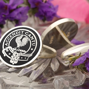 Cockburn Scottish Clan Engraved Cufflinks | Sterling Silver | Personalised Wedding Gift for Men | Family Crest | Custom Made in the UK