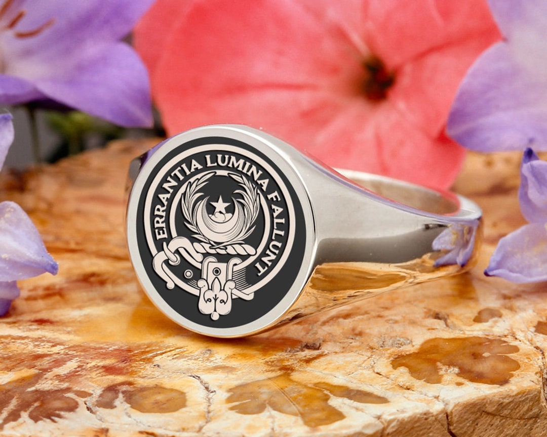 Kinnaird Scottish Clan Engraved Signet Ring Sterling Silver