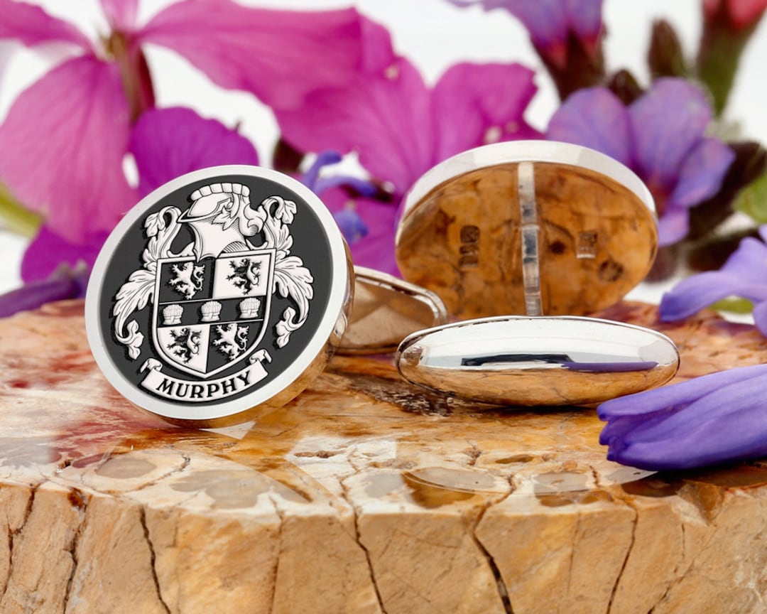 Murphy Coat of Arms Engraved Cufflinks | Sterling Silver | Family Crest ...