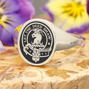 Fleming Scottish Clan Ring, Sterling Silver, handmade and engraved in the UK, Personalized Gift for Him