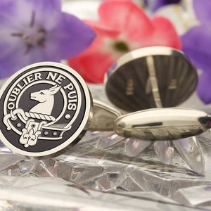 Colville Scottish Clan Engraved Cufflinks | Sterling Silver | Personalised Wedding Gift | Unique Family Crest | Custom Made in the UK