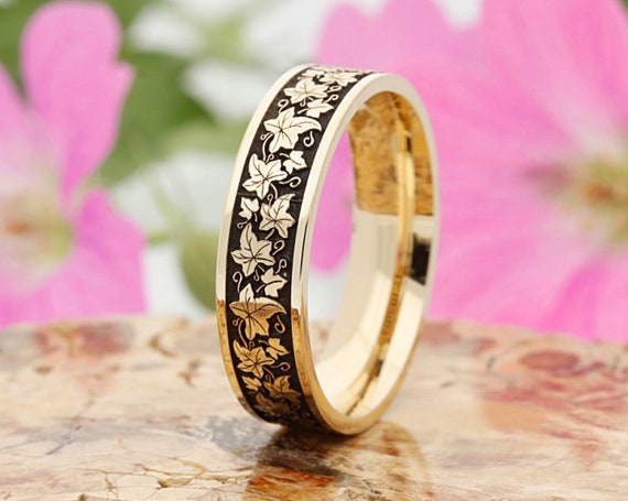 Gold Design Impon Finger Ring Leaf Pattern FR1257