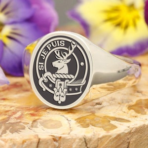 Chevalière gravée du clan écossais Colquhoun | Argent sterling | blason familial | Armoiries | Cadeau personnalisé parfait pour elle et lui
