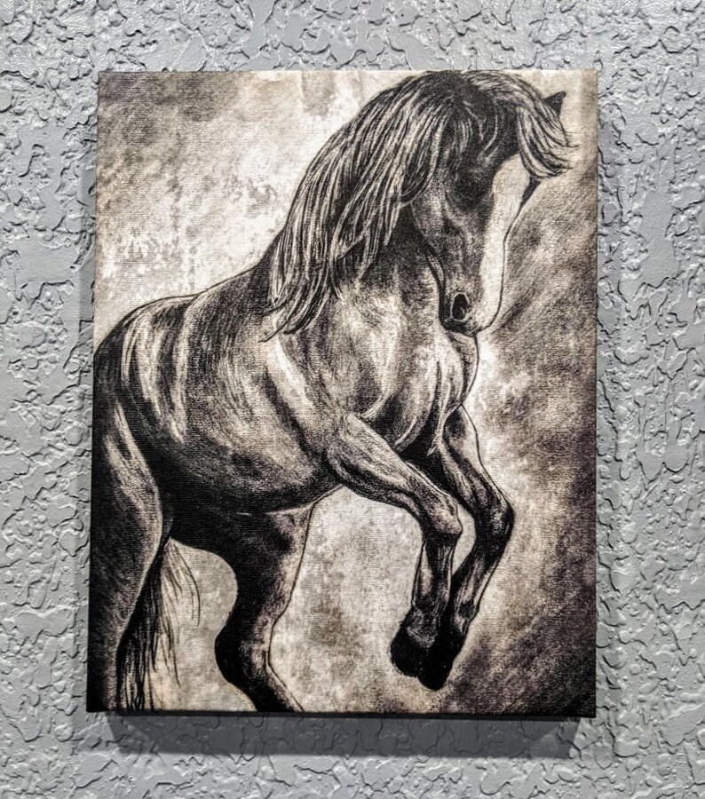 Horse artwork on canvas 14 x 11 | Etsy