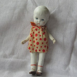 Vintage Bisque Patsy Style 7" Doll Made In Japan c332 Hand Painted Features, Original Clothes
