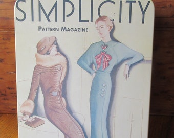 1988 Simplicity Pattern Magazine Tin 1930s Art Deco Graphic Design