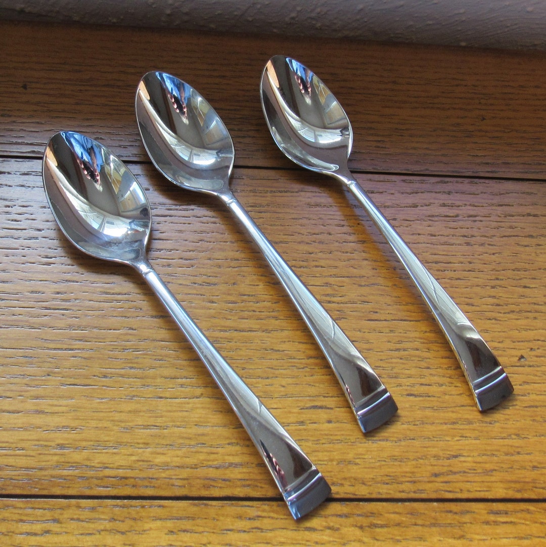 3 Soup Spoons, Vintage Lenox Stainless Steel Federal Platinum Pattern Etsy
