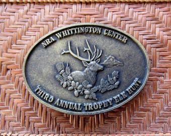 NRA Belt Buckle Vintage Trophy Elk Hunt