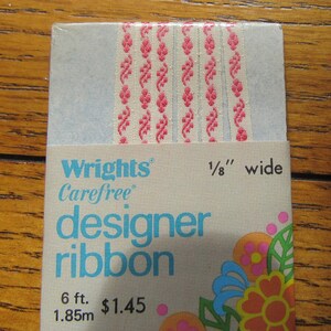 Wrights Carefree Designer Ribbon 1/8 Wide By 2 Yds Or 1.85m Soft Rose 1981 image 4