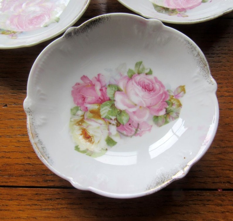 3 Bavaria Old Rose Sauce Dishes Vintage China Pink and Cream Small Porcelain Bowls