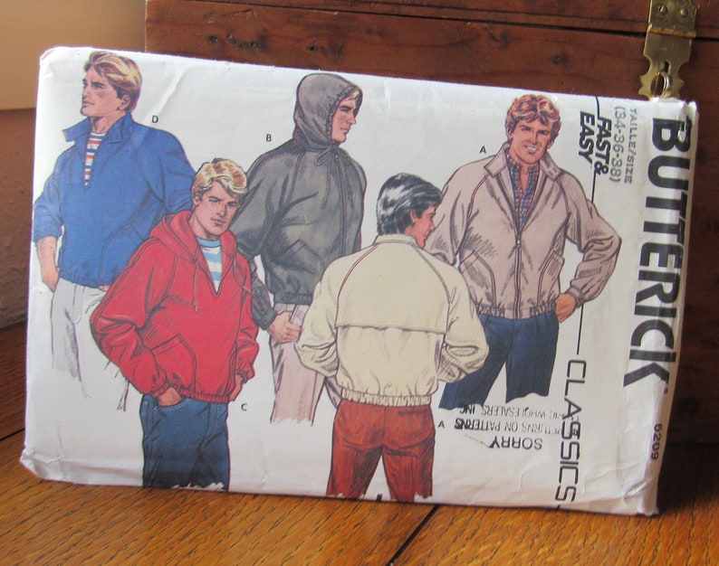 Men's Outdoor Jacket Pattern, Vintage Butterick Classic 6209 Size 34 image 6