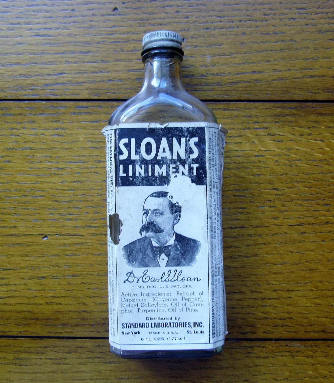 Sloan's Liniment 6 Ounce Bottle With Label and Cap Vintage Collectible