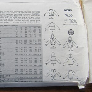 Men's Outdoor Jacket Pattern, Vintage Butterick Classic 6209 Size 34 image 5