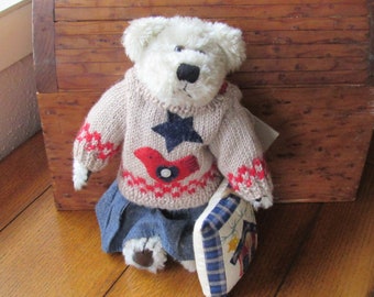 Quilt Patch Boyds Bear Delmarva, Vintage Plush, Jointed, Dressed, 10 Inches Tall