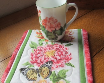 Butterfly Floral Mug Rug(s) Large Size For Cup and Snack 2 Available