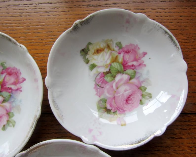 3 Bavaria Old Rose Sauce Dishes Vintage China Pink and Cream Small Porcelain Bowls