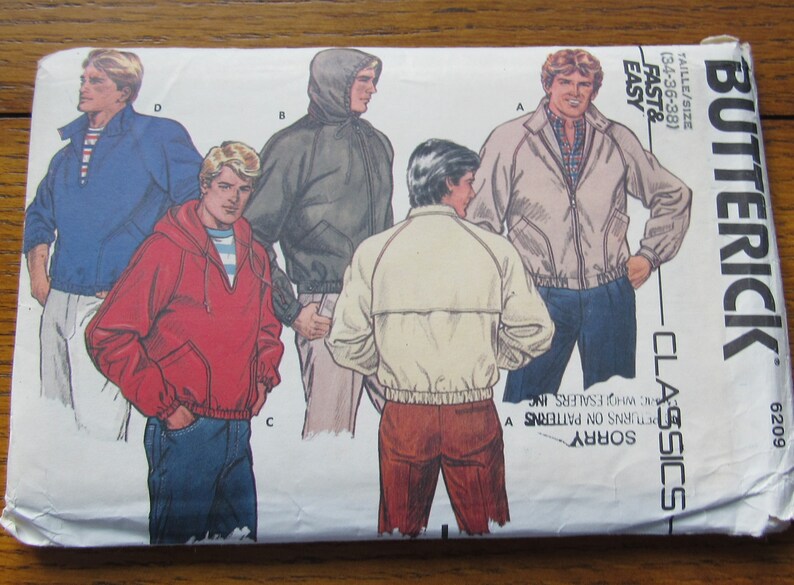 Men's Outdoor Jacket Pattern, Vintage Butterick Classic 6209 Size 34 image 1