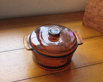 Anchor Hocking Brown Fire-King Casserole With LId Made In USA