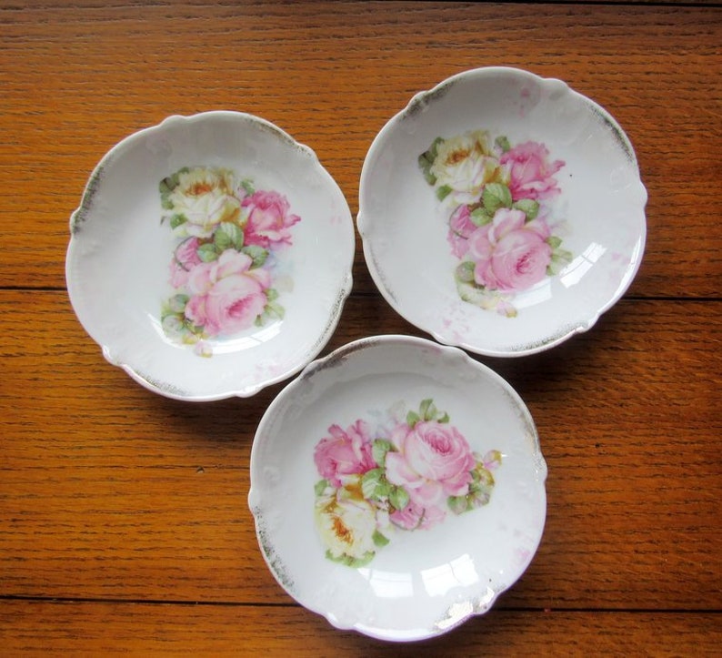 3 Bavaria Old Rose Sauce Dishes Vintage China Pink and Cream Small Porcelain Bowls