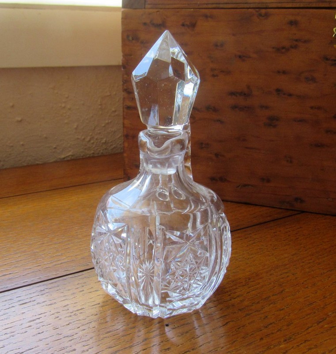 Crystal Vinegar Cruet Vintage Cut Glass With Pointed Large Etsy