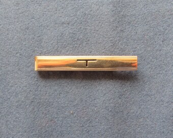 Gold Tie Clasp Bar With Initial T Vintage Swank