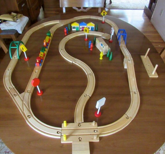 antique wooden train set