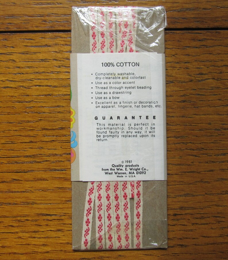 Wrights Carefree Designer Ribbon 1/8 Wide By 2 Yds Or 1.85m Soft Rose 1981 image 2