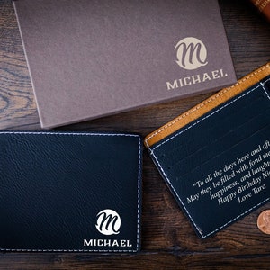 Personalized slim mens wallet - Bifold custom engraved wallet for him