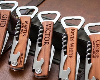 Bottle Opener, Personalized Bottle Opener, Groomsmen Gift, Wedding Gift, Engraved Corkscrew, Custom Bottle Opener, Custom Wine Opener