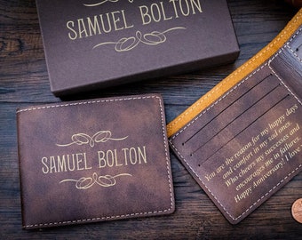 Minimalist Slim Wallet for Men, Engraved Mens Wallet Gift, Father's Day Gift, Birthday Gift for Him, Custom Wallet, Groomsmen Gift, Him